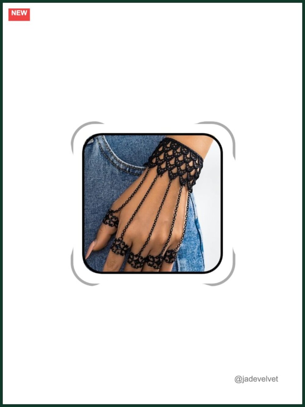 Lace Bracelet with Ring Bangle Crystal Charm Steampunk Hand Chain Tassel